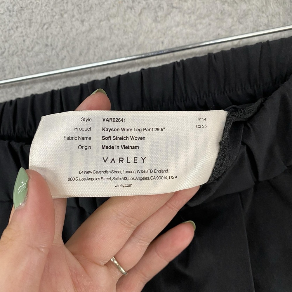 Varley Kayson Wide Leg Pants Womens Large Black Soft Stretch Travel Lightweight - Picture 11 of 16